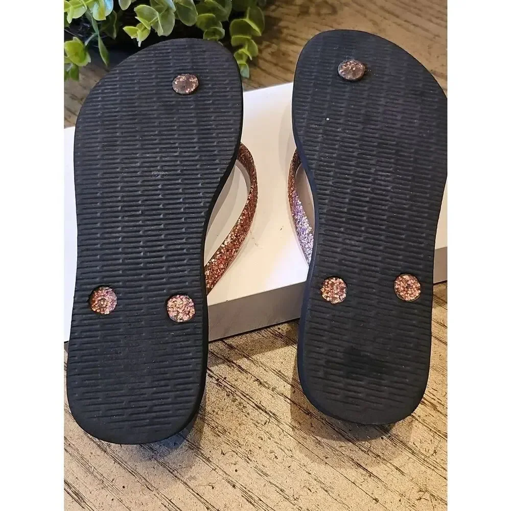 Havaianas Glitter Strap Flip Flops with Colorful Planet Print Size 1-1.5